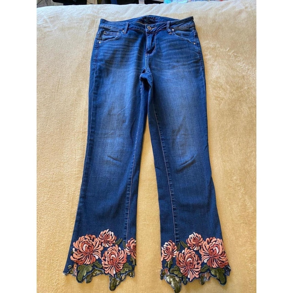 Jag Jeans Embroidered Scalp Hem 27 Boho Cottage Garden Festival Denim sku48